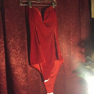 Red velvet body suit